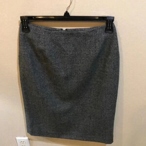 Ann Taylor Black and Gray Wool Fully Lined Pencil Skirt with Back Slit--Size 8
